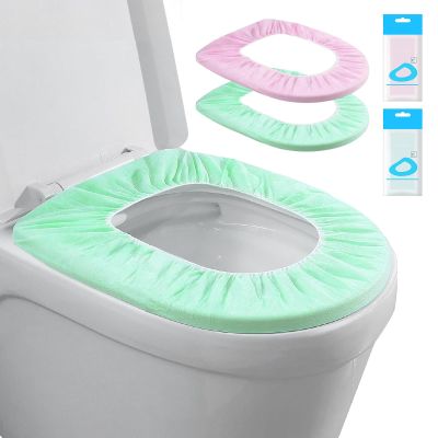 20 Pack Disposable Toilet Seat Cover Waterproof Non-Woven Fabric, Disposable Toilet Seat Covers for Travel, Disposable Seat Covers for Outing Hotel Hospital Public Toilet (Green+Pink)