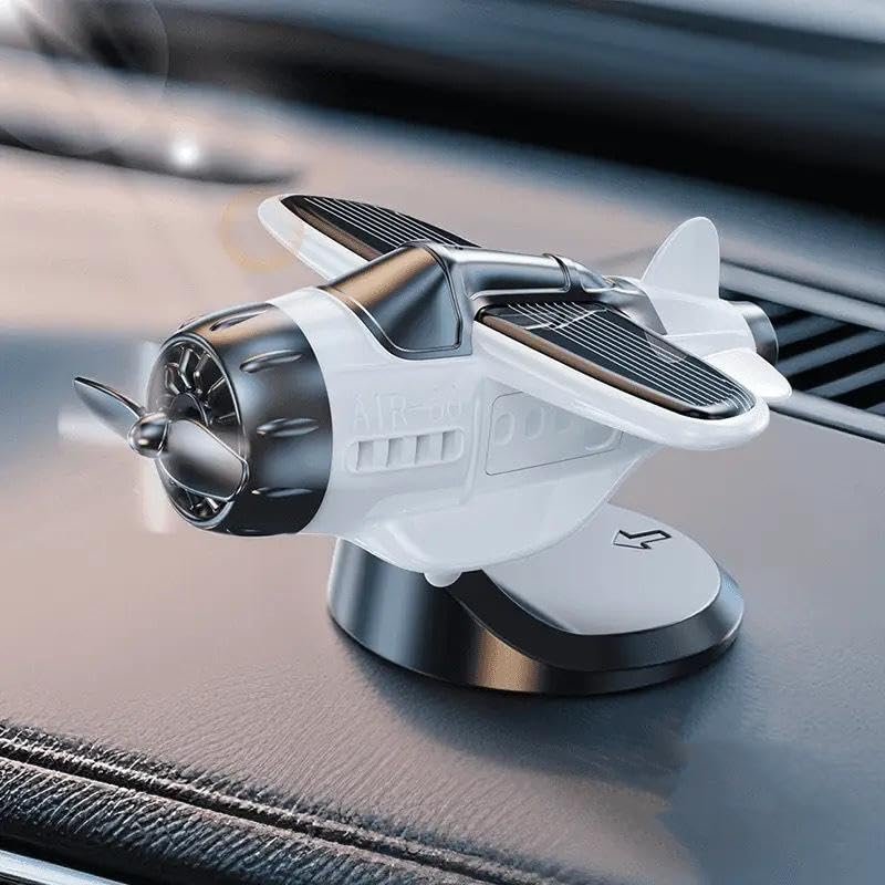 Car Dashboard Drifting Rotating Airplane Ornament,Dashboard Ornament Solar Powered Aircraft Model,Motion Activated Cars Interior Center Console Rotating Small Airplane Drift Accessories
