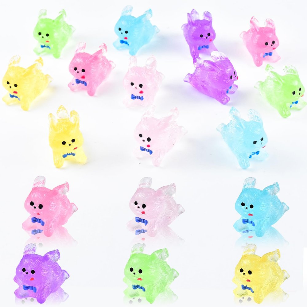 12 Pieces Luminous Mini Dog Resin Animals for Dollhouse Fairy Garden Birthday Decorations