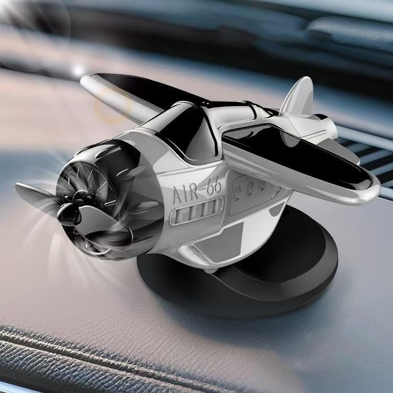 Car Dashboard Drifting Rotating Airplane Ornament,Dashboard Ornament Solar Powered Aircraft Model,Motion Activated Cars Interior Center Console Rotating Small Airplane Drift Accessories