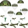 Jerify 12 Pcs Parachute Toys and Camouflage Foam Airplanes Set, Parachute Army Men Toys for Kids Army Hand Throwing and Foam Glider for Boys Gifts Outdoor Party Favors (Camouflage) view 1