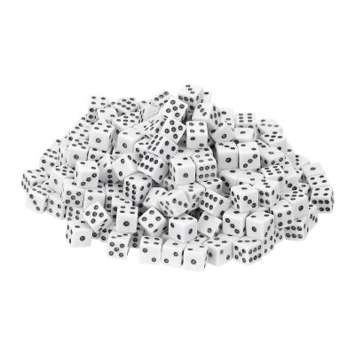uxcell 300Pcs Mini Dice, 8mm/0.31" Acrylic Tiny Six Side Game Dot Square Dice Bulk for Table Board Game Party Activities, White/Black