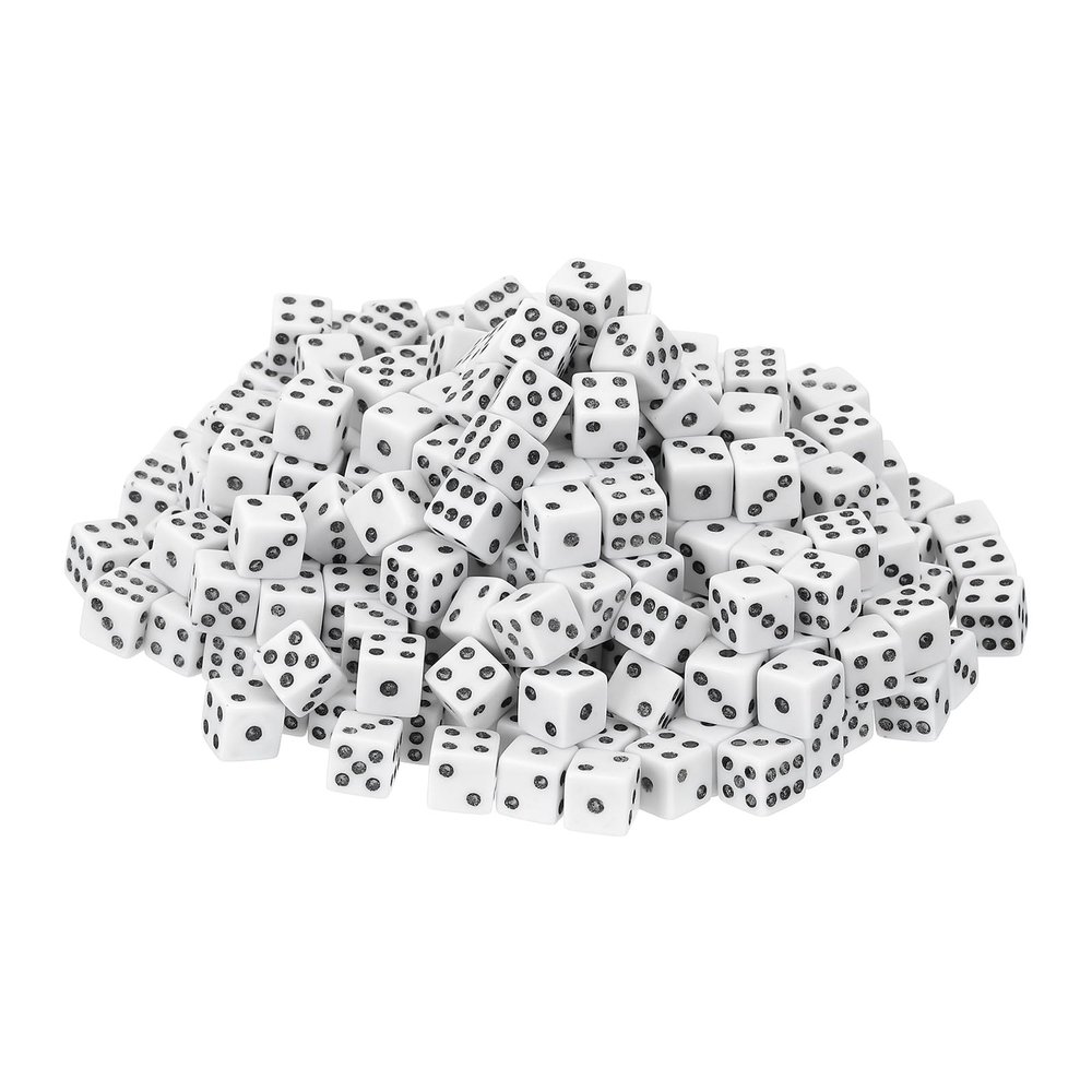 uxcell 300Pcs Mini Dice, 8mm/0.31" Acrylic Tiny Six Side Game Dot Square Dice Bulk for Table Board Game Party Activities, White/Black