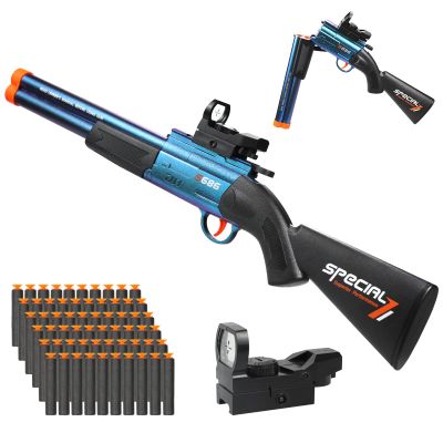 Bugrtey Toy Gun Double Barrel Shotgun Toy, Gun Toys with 60 Soft Bullet Darts, Toy Foam Blaster Foam Dart Blaster with Scope Christmas Halloween Birthday Gifts