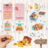 180 Pcs Dollhouse Miniature Kitchen Accessories Shopping Cart Basket Mini Food Drinks Dollhouse Store Grocery Supermarket Metal Handcart Party Model Shelves Cash Register Refrigerator view 2
