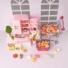 180 Pcs Dollhouse Miniature Kitchen Accessories Shopping Cart Basket Mini Food Drinks Dollhouse Store Grocery Supermarket Metal Handcart Party Model Shelves Cash Register Refrigerator view 4