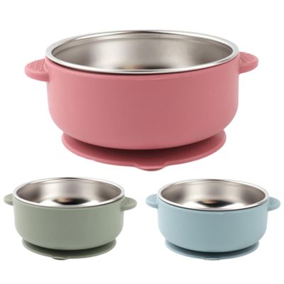 3Pcs Baby Bowls with Suction, Stainless Steel Toddler Bowls with Removable Silicone Sleeve, Heat Resistant & Drop-Proof Baby Essentials Toddler