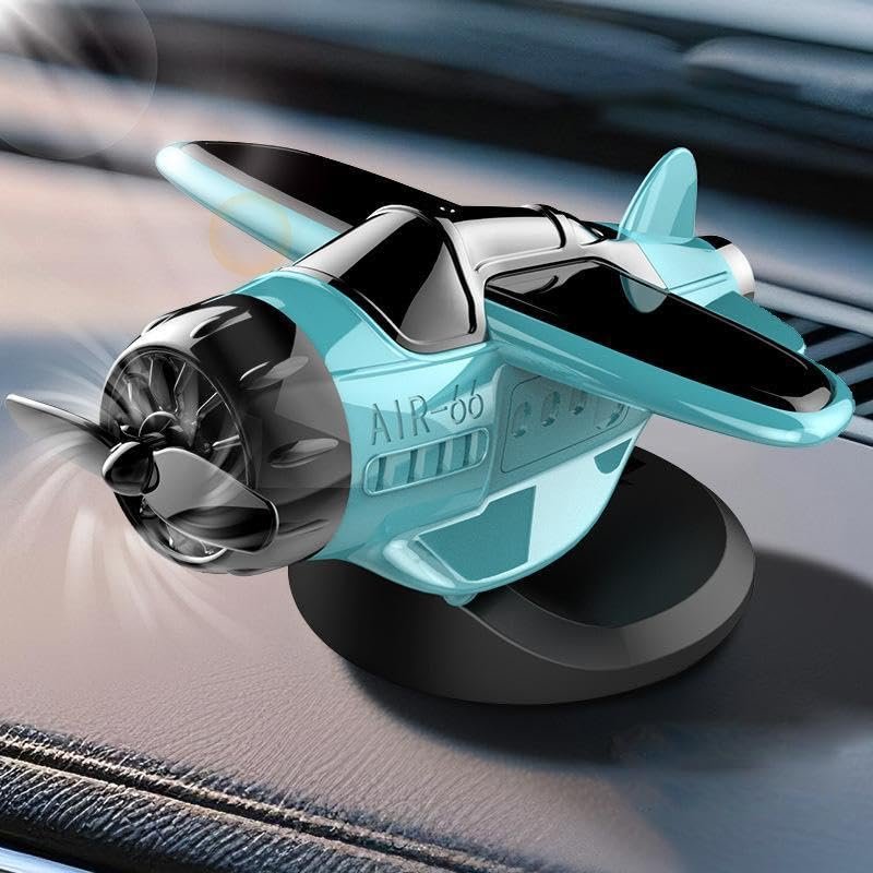 Car Dashboard Drifting Rotating Airplane Ornament,Dashboard Ornament Solar Powered Aircraft Model,Motion Activated Cars Interior Center Console Rotating Small Airplane Drift Accessories