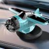 Car Dashboard Drifting Rotating Airplane Ornament,Dashboard Ornament Solar Powered Aircraft Model,Motion Activated Cars Interior Center Console Rotating Small Airplane Drift Accessories view 1