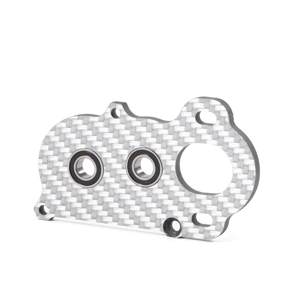 MIXVZARF RC Car Center Gearbox for LCG for Axial AR44 AR45 for Vanquish H10 F9 F10 35g Carbon Ultralight Transmission 48P Tiny RC Gearbox Straight Axle for Element for Enduro(Silver,Motor Plate)