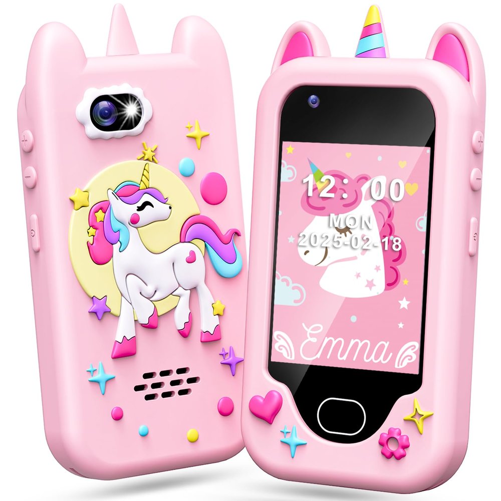 Gocina Kids Phone Toy, Touchscreen Educational Smart Phone with Camera, Game, Music Player, 32GB CardIdeal Valentine's Day Birthday Gift for Girls Age 3-8