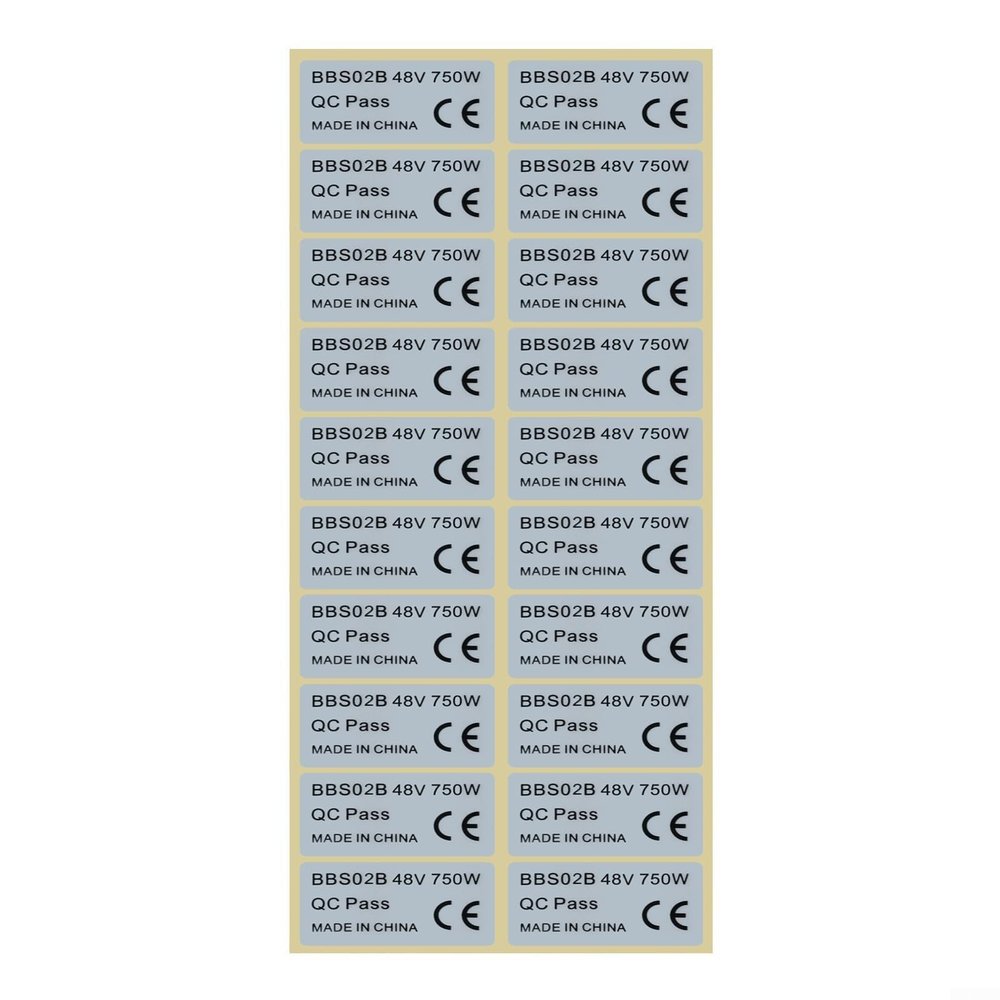 20 Pack Electric Bike Sticker For Drive Motor BBS01 BBS02 36V 250W 48V 750W E-Bike Component Decal Label Silver 45X23mm(48V 750W)