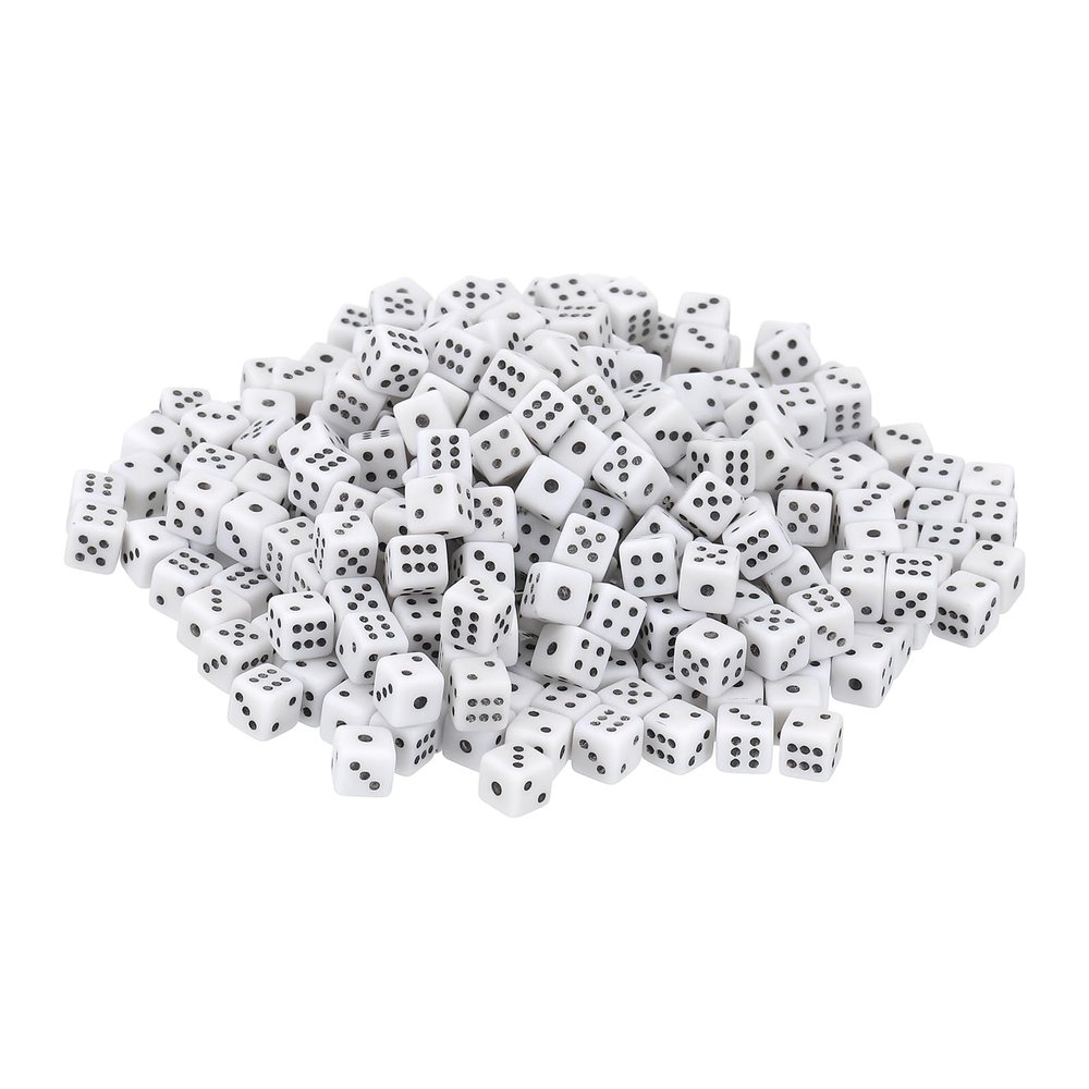 uxcell 200Pcs Mini Dice, 5mm/0.2" Acrylic Tiny Six Side Game Dot Square Dice Bulk for Table Board Game Party Activities, White/Black