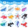 12 Pack 3D Printed Animal Toys, Desk Pets Sea Animal Toys with Educational Booklet for Kids Age 3 4 5 6 7 8, Ocean Animals Figurines Fidget Toy Birthday Gifts Office Desktop Home Decoration view 2