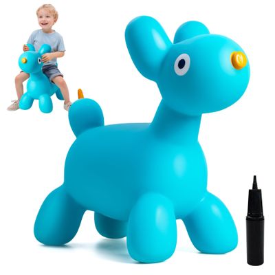 ZOOJOY Bouncy Animal Hopper, Blue Balloon Dog Bouncy Horse for Toddlers 18M+, Inflatable Ride-on Hopping Toys with Pump for Indoor & Outdoor Play, 2 3 4 5 6 7 Years Birthday Gift for Boys & Girls