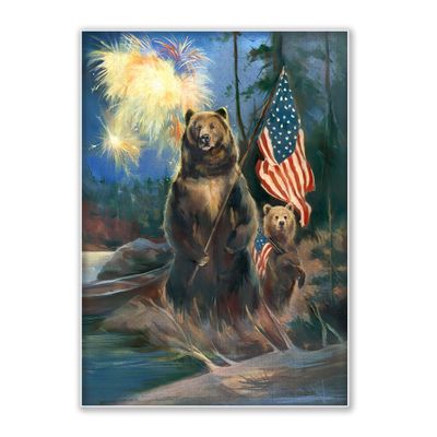 1000-piece Black Bear Family Patriotic Night Adult Wooden Puzzle, Intellectual Challenge, Stress-Relieving Puzzle, Relaxing Family Activity, Decoration, Size: 29.5 x 19.7 in