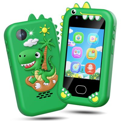 Gocina Kids Smart Phone for Boys, Toddler Phone for Kids Age 3-10, 2.8" Touchscreen Camera Cell Phone, Christmas Birthday Gift Dinosaur Toys Phone , 32G SD Card