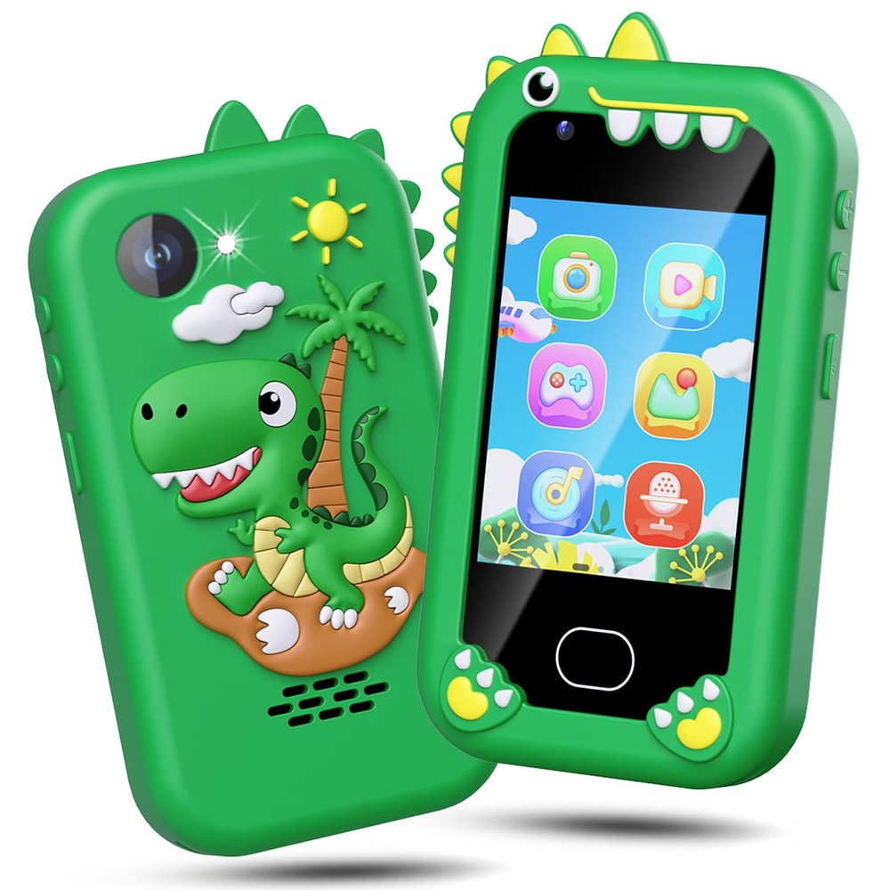 Gocina Kids Smart Phone for Boys, Toddler Phone for Kids Age 3-10, 2.8" Touchscreen Camera Cell Phone, Christmas Birthday Gift Dinosaur Toys Phone , 32G SD Card