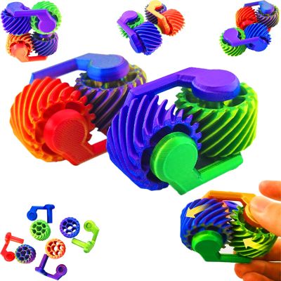 2PACKSFidget Spinner Toy for Adults & Kids - 3D Printed Stress Relief Gear Spinner - ADHD Autism Sensory Toys - Anxiety & OCD Relief -Office,School Desk Toy - Focus Enhancer- Fidget ToysMulticolor