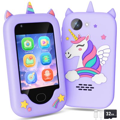 Gocina Kids Smart Phone, Touchscreen Kids Phone Toys for Girls 3-8 Years Old,Toddler Learning Phone with Camera, Music Player, Game and 32GB Card, Christmas Birthday Gifts