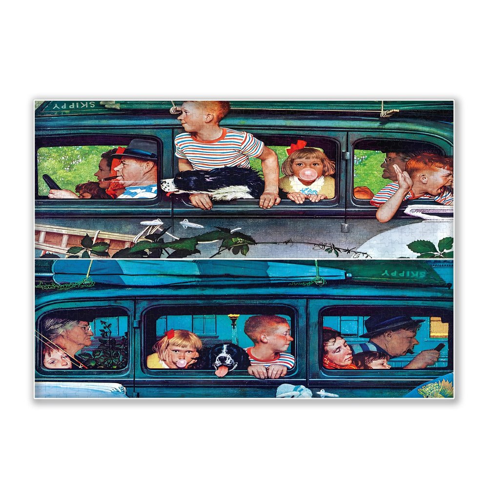 1000-piece Children's Spring Outing Bus Adult Wooden Puzzle, Intellectual Challenge, Stress-Relieving Puzzle, Relaxing Family Activity, Decoration, Size: 29.5 x 19.7 in