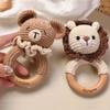 Personalized Baby Rattle with Name, Custom Wooden Animal Crochet Rattles Engraved Rattle Toys with Crochet Stuffed Animal for Infant, Boy/Girl, Baby Shower, Newborn, Birthday Gifts view 3