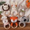 Personalized Baby Rattle with Name, Custom Wooden Animal Crochet Rattles Engraved Rattle Toys with Crochet Stuffed Animal for Infant, Boy/Girl, Baby Shower, Newborn, Birthday Gifts view 4