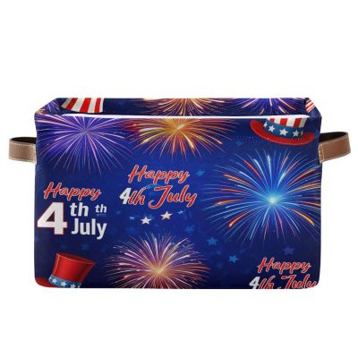 Nander 4th Of July Large Storage Baskets for Shelves,1Pcs Fabric Closet Organizers and Storage Bins with Handles Home Organization for Organizing Clothes Toy Nursery