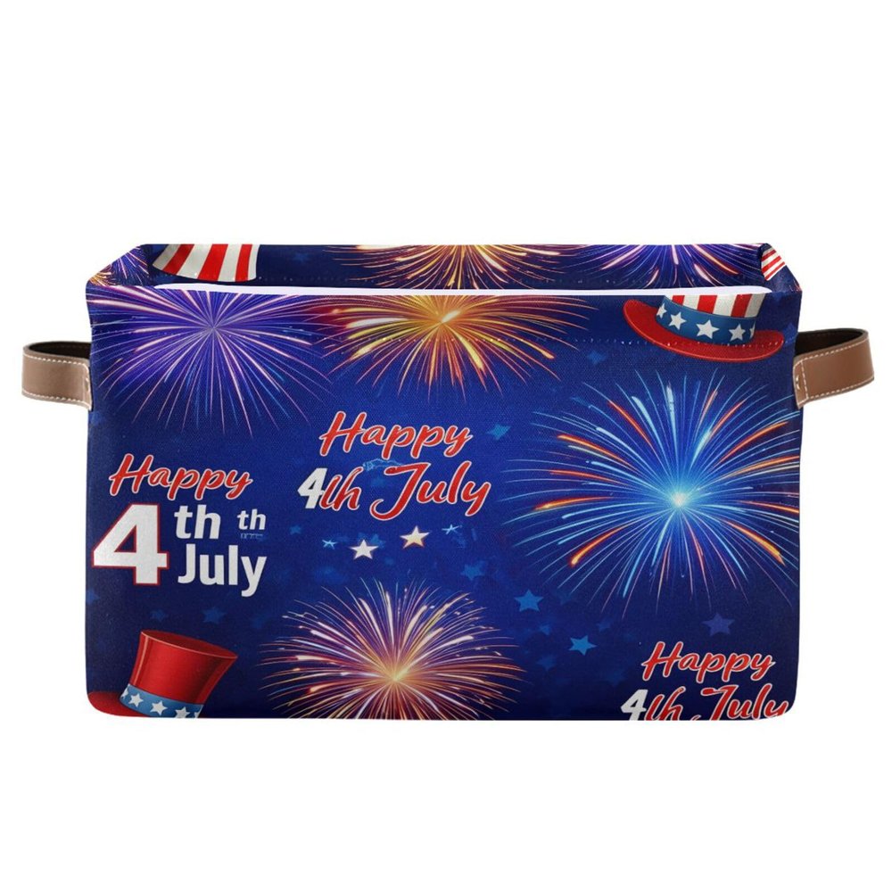 Nander 4th Of July Large Storage Baskets for Shelves,1Pcs Fabric Closet Organizers and Storage Bins with Handles Home Organization for Organizing Clothes Toy Nursery