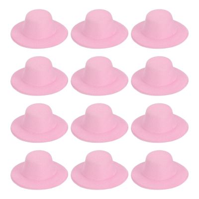 PATIKIL 4 Inch Mini Formal Hats, 12 Pcs Miniature Doll Hats Mini Top Hat for Crafts Hair Accessories Decorate Doll Snowman, Bright Pink