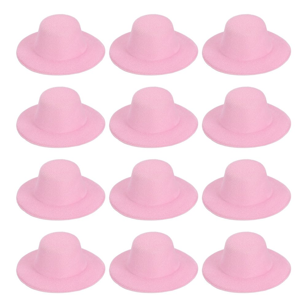 PATIKIL 4 Inch Mini Formal Hats, 12 Pcs Miniature Doll Hats Mini Top Hat for Crafts Hair Accessories Decorate Doll Snowman, Bright Pink