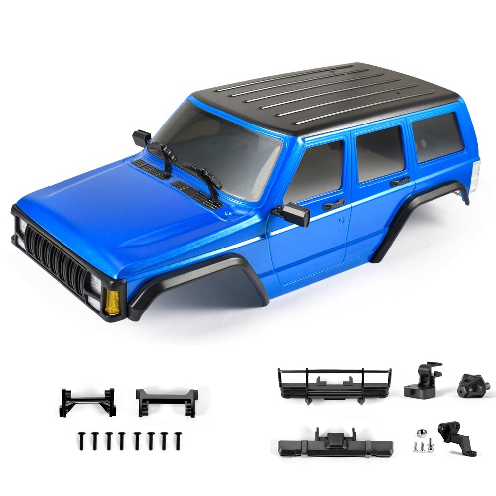 9imod 155mm Wheelbase ABS Hardtop Cherokee Body for TRX4M Bronco Defender Chassis 1/18 RC Crawler Upgrade (Blue)