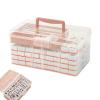 BaoBaJiu Mahjong Case- Suitable for three sizes of mahjong Tidy desktop- Easy to carry Craft Supplies Organizer Box with a Removable Tray/A Partition/Handle- for Storage for spare parts/mahjong(Pink) view 1