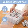 BaoBaJiu Mahjong Case- Suitable for three sizes of mahjong Tidy desktop- Easy to carry Craft Supplies Organizer Box with a Removable Tray/A Partition/Handle- for Storage for spare parts/mahjong(Pink) view 4