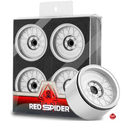 REDSPIDER2.2 Beadlock Wheels4PCS Deep Dish Negative Offset 10.4mm 2.2 Wheels for 1/10 RC Rock Crawler Car Axial Wraith RR10 SCX10 II III 90046 TRX4 TRX6 YETI D90 CC01 Crawler Tires (Silvery)