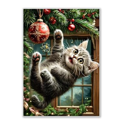 1000-piece Cat on The Christmas Tree Adult Wooden Puzzle, Intellectual Challenge, Stress-Relieving Puzzle, Relaxing Family Activity, Decoration, Size: 29.5 x 19.7 in