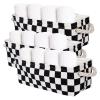 3PC Small Checked Storage Baskets 15x6x5 inch Narrow Toliet Storage Bins with Handles for Papers Closet,Cabinet,Countertop Organizing Small Items (Black) view 1