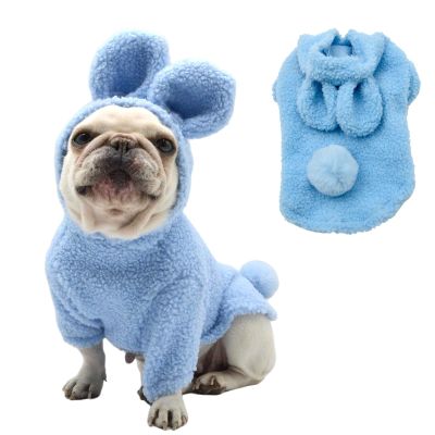 Adorable Plush Bunny Pet Costume - Soft & Warm with Removable Pom-Pom Tail Perfect for Easter, Halloween, and Everyday Wear (Pink & Blue)