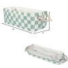 3Pcs Sage Green Checkered Canvas Basket, Small Rectangular Organizing Decorative Storage Basket for Kids, Dog Toy, Cute Aesthetic Checkered Room Decor for Home, Bedroom, Shelves (Green) view 3