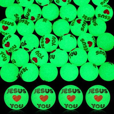 Seenelling 24 Pcs Christian Glow in The Dark Bouncy Balls Easter Jesus Bible Verse Rubber High Bouncing Balls Christian Party Favor Religious Classroom Gifts (Jesus,Green)