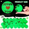Seenelling 24 Pcs Christian Glow in The Dark Bouncy Balls Easter Jesus Bible Verse Rubber High Bouncing Balls Christian Party Favor Religious Classroom Gifts (Jesus,Green) view 2