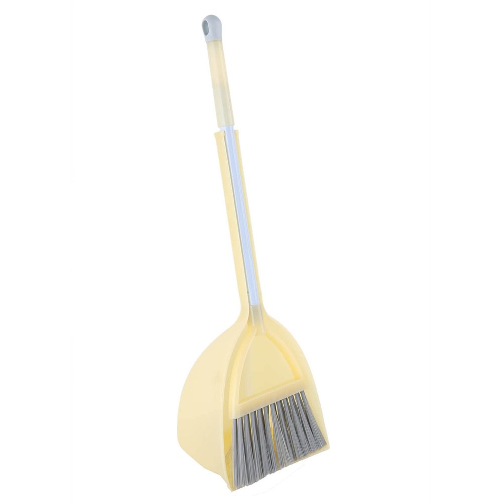 Broom with Dustpan Combo Set, mini Broom and Dustpan Set, Kids Dustpans Set Soft Fur Plastic Small Brooms Dustpans for Baby Kids Kindergarten (Yellow)