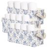 3PC Floral Narrow Storage Bins 15x6x5 inch Blue Flower Small Basket for Closet,Cabinet,Countertop Organizing Small Items Fabric Organizer with Handles, Toilet Paper Storage (Blue flower) view 1