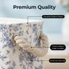 3PC Floral Narrow Storage Bins 15x6x5 inch Blue Flower Small Basket for Closet,Cabinet,Countertop Organizing Small Items Fabric Organizer with Handles, Toilet Paper Storage (Blue flower) view 3