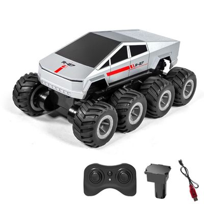 wheelfun 1/18 2.4G Remote Control Stunt Pickup Truck Q218 8 * 8 RC Amphibious Vehicle Waterproof All Terrain Controlled Off Road Car RTR Hobby Grade Model for Adult Hobby(Silver)