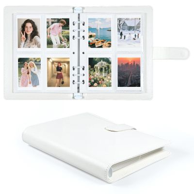 2x3 Photo Album, Refillable PU Leather A5 Photo Binder with Adjustable Pages, 200 Pockets for Fujifilm Instax Mini 12 11 9 40 99 90 8 7 Evo LiPlay, Polaroid Snap PIC-300 Z2300 Instant Cameras (White)