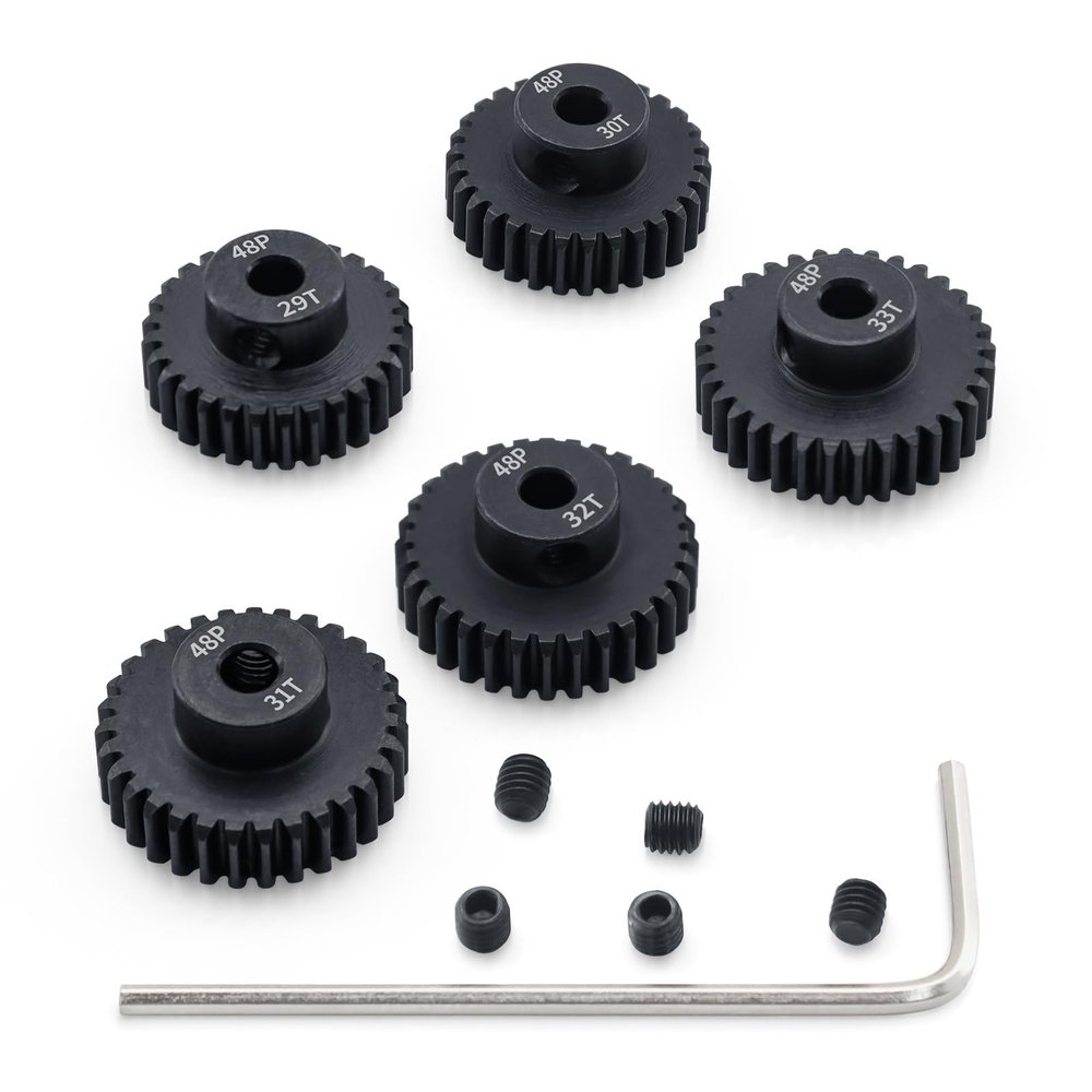 48P 29T 30T 31T 32T 33T Pinion Gear Sets with Screwdrivers for 3.175mm Shaft Brushless Brush Motor Compatible with Arrma HPI Kyosho Losi Axial Traxxas Tamiya 1/10 RC Car Monster Truck Buggy