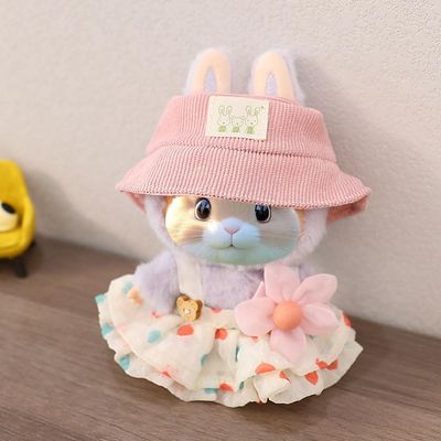 15-17cm Doll Clothes for Labb Rabbit Bunny, Lovely Girly Lady Clothes Doll Clothing Hat+Flower Dress, Fashionable Outfit for Dress up, Doll Costume Cosplay Fashion Accessories -Polka Dot