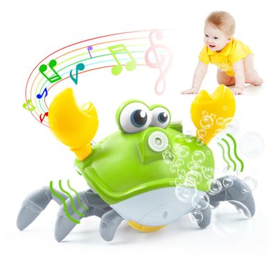 Crawling Crab Baby Toy - Rechargeable Bubble Machine - Tummy Time Toys - Automatic Crawling Crab Bubble Blower Machine for 3 4 5 6 Babie Boy Girl Learning Crawl for Kid Outdoor, Parties, Birthday Gift