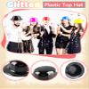 32 Pack Colorful Plastic Bowler Hat Neon Party Hats Bulk Solid Derby Hat Bowler Hats for Birthday Photo Booth Props, 8 Colors view 3
